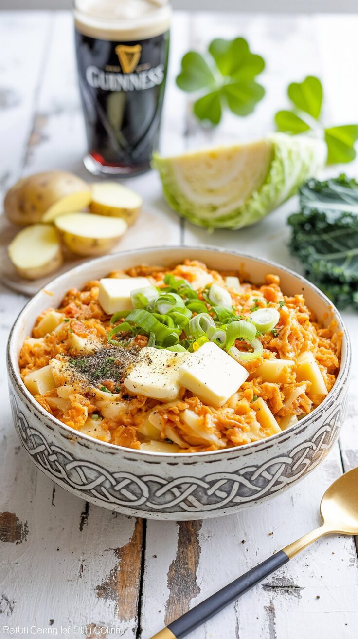 This Irish Colcannon Recipe is a delicious traditional Irish comfort food made with mashed potatoes and cabbage or kale.