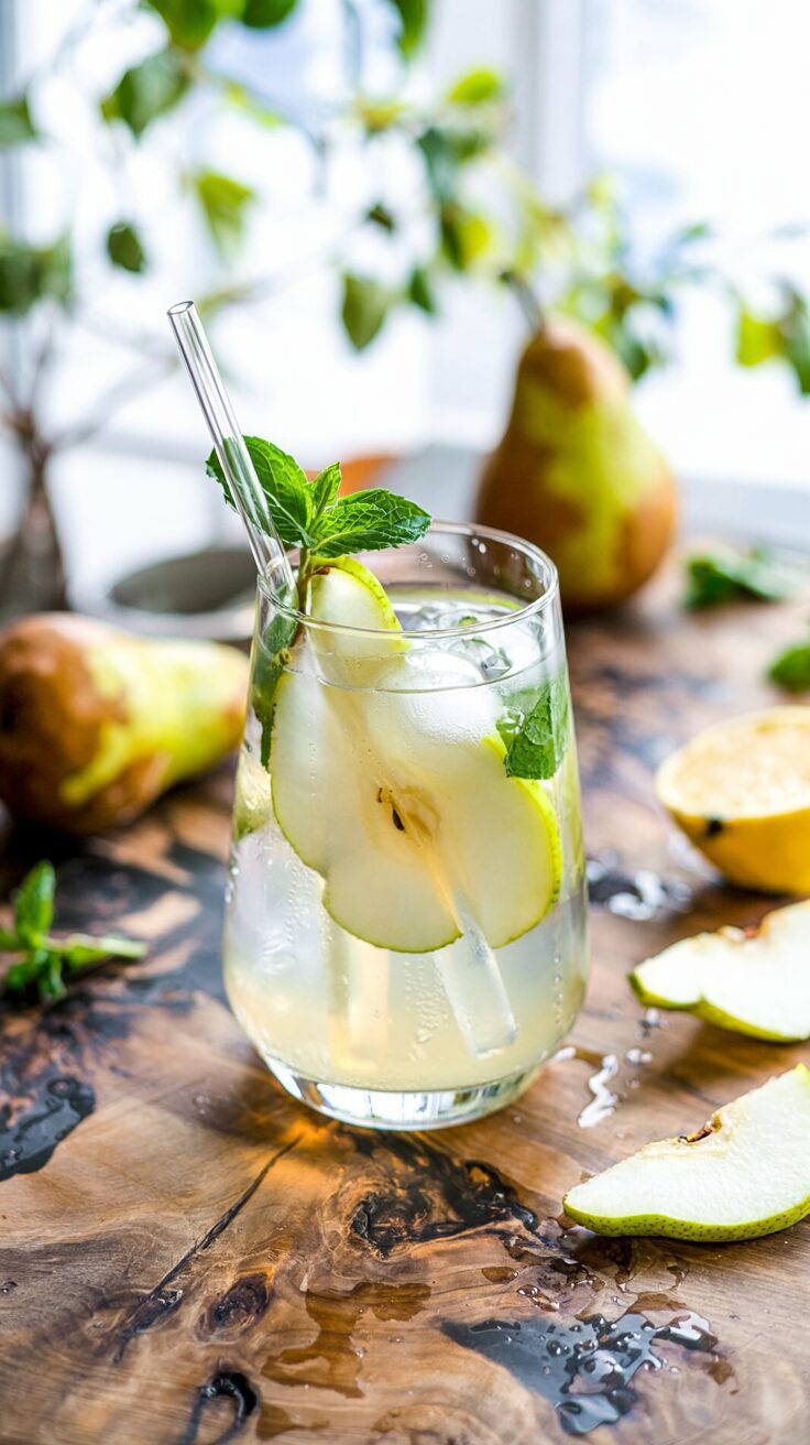 The Vanilla Pear Gin Fizz is a refreshing cocktail that beautifully combines the flavors of sweet ripe pears and fragrant vanilla.
