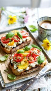 Cottage cheese tomato toast is a delicious dish that combines the creamy texture of cottage cheese with fresh tomatoes on a crispy base.