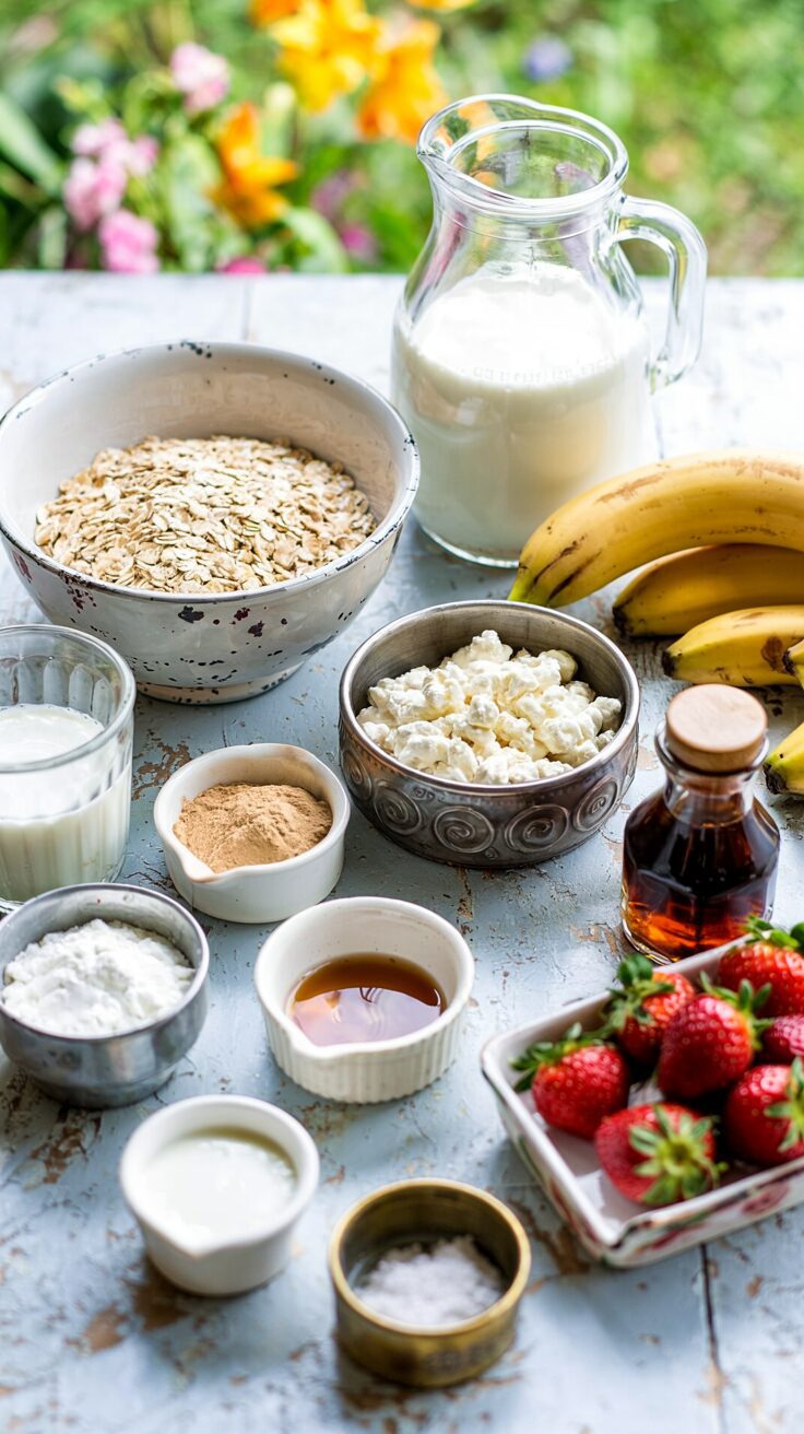 These strawberry banana protein pancakes are a nutritious breakfast option that combines the flavors of ripe bananas and fresh strawberries.