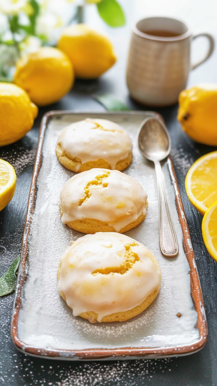 These chewy glazed lemon cookies are a delightful treat that combines a soft baked texture with a zesty lemon flavor.