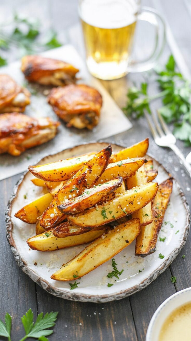 These garlic parmesan air fryer fries are a healthier alternative to traditional fried potatoes. They are quick to make and a heathier option